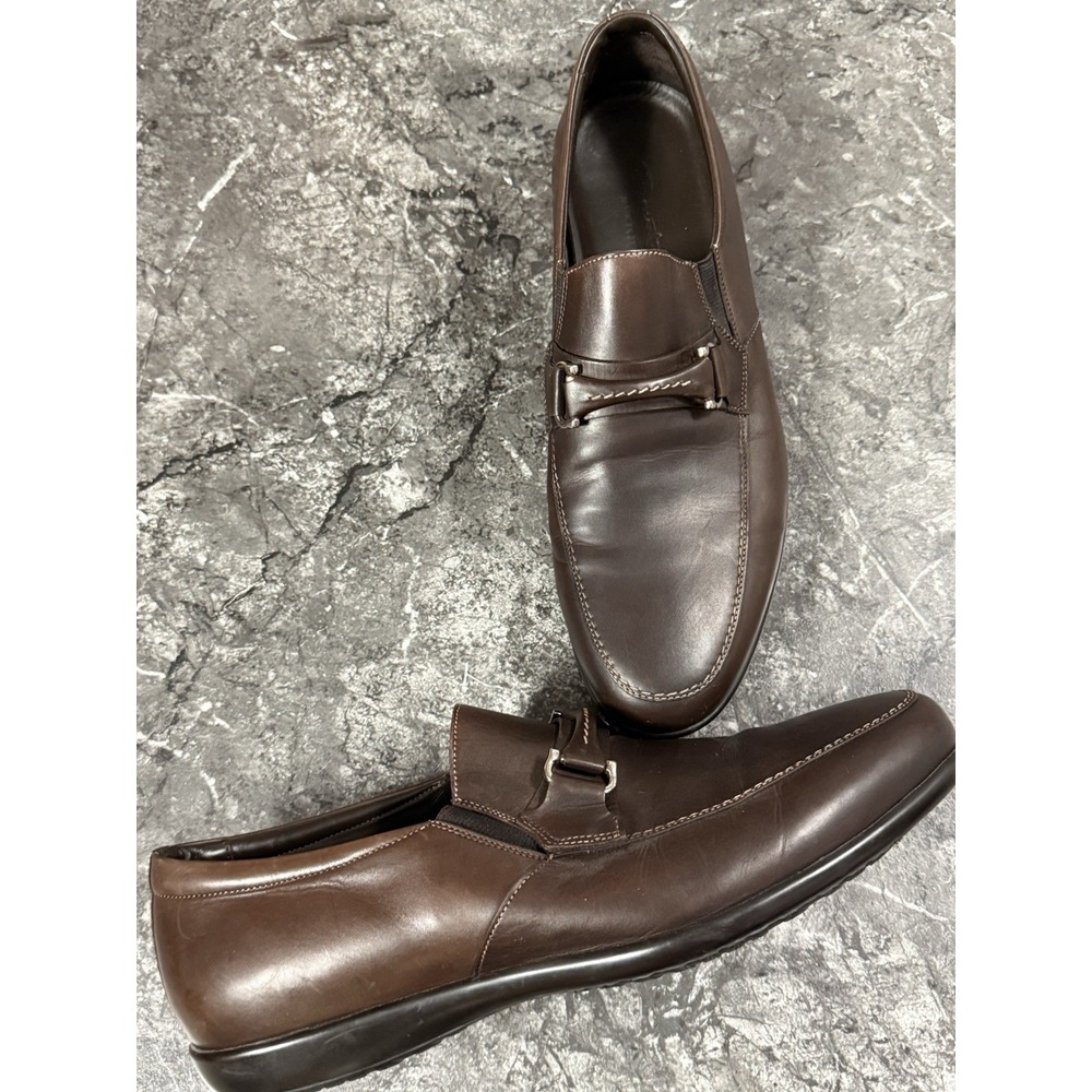 Santoni Mens Horse Bit Leather Loafers Made In Italy Shoes Brown Sz 9.5